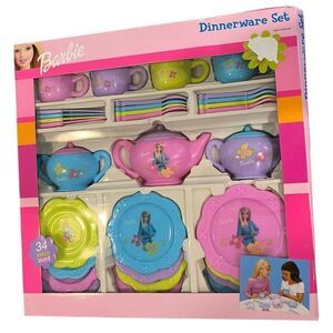 2002 vintage Barbie dinnerware play set NEW